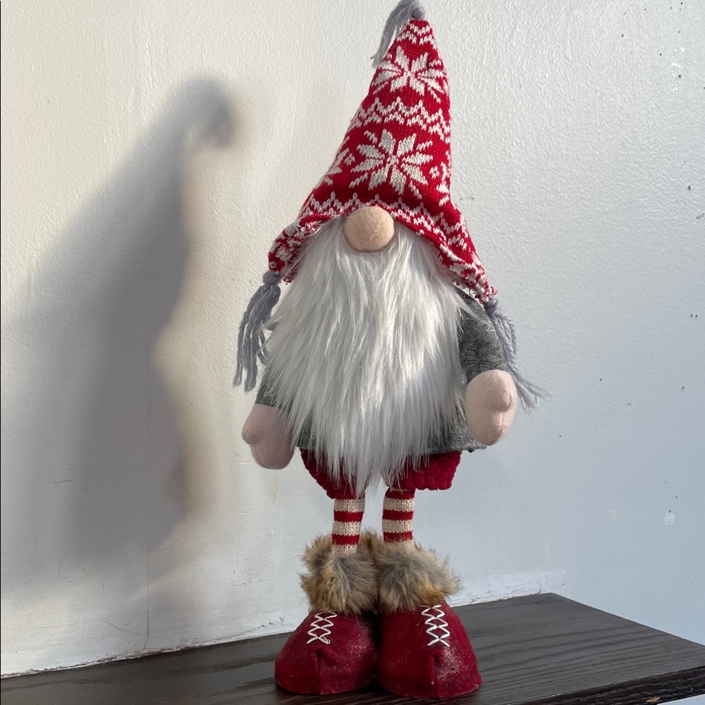 Festive Gnome with Red Hat and Striped Legs